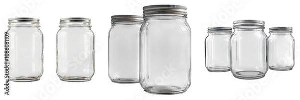 Obraz Canning jars isolated on transparent background, Set of