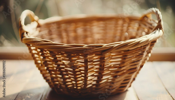 Fototapeta empty wicker basket close-up photo with selective focus