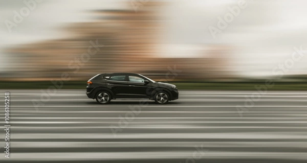 Fototapeta Black car on a blurred background