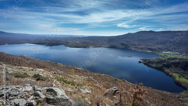 Fototapeta Top view of Sanabria lake panoramic view (Spain)