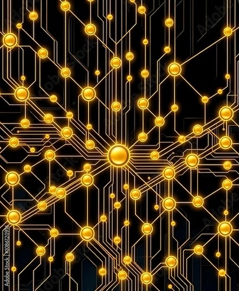 Obraz Golden Network: Art Deco Data Visualization