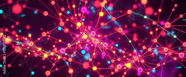 Fototapeta Neon Quantum Entanglement Vaporwave Data Visualization