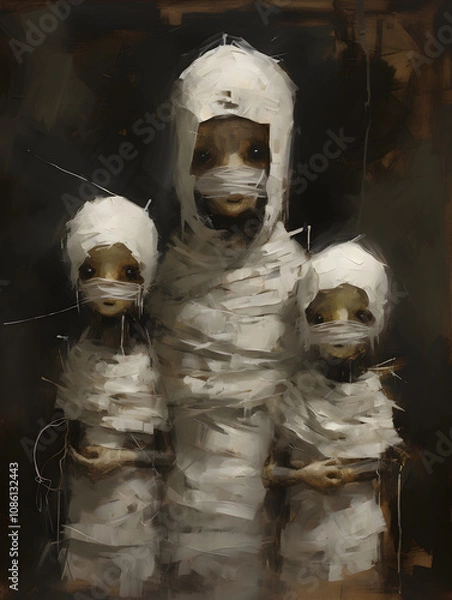 Obraz A portrait of a family of mummies