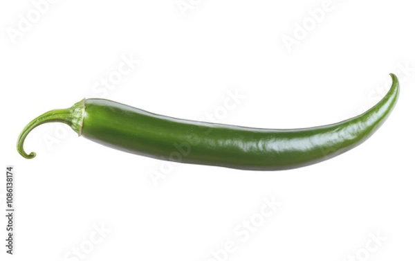 Fototapeta Fresh green jalapeno pepper displayed against a white background, showcasing its smooth skin and curved shape