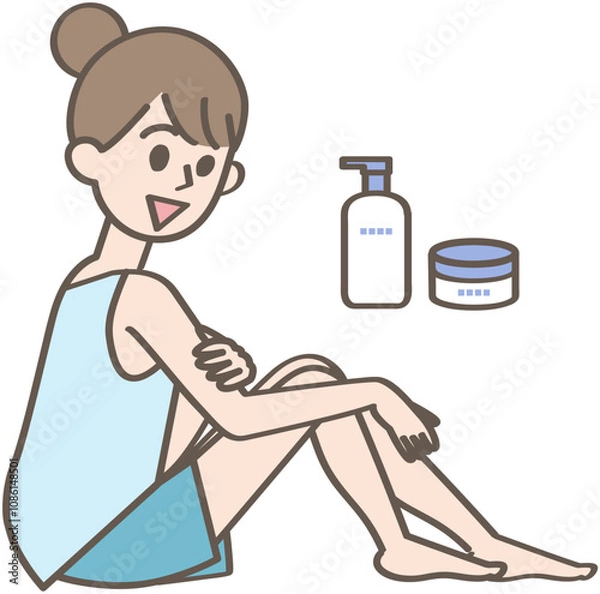 Obraz ボディケアをする女性