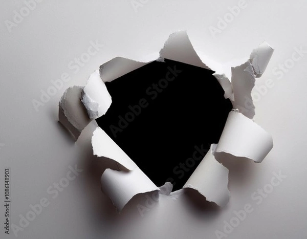 Obraz torn white surface with a hole in the center