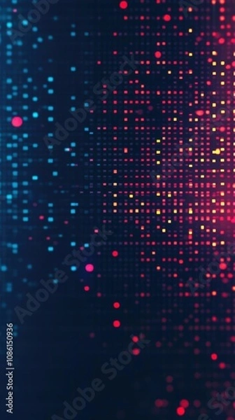 Obraz Abstract Digital Grid Pattern with Red and Blue Lights