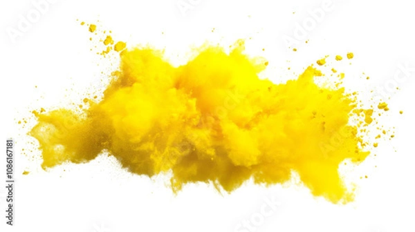 Obraz Yellow smoke and sand explosion transparent background
