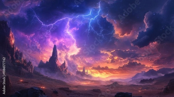 Fototapeta Breathtaking Stormy Landscape with Vibrant Colors