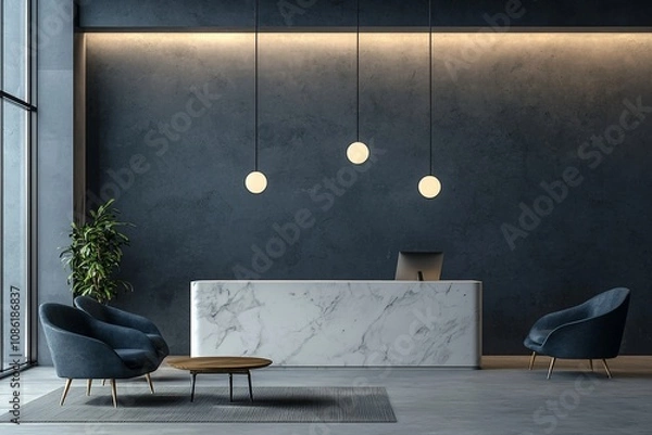 Fototapeta Modern Reception Area with Elegant Design and Minimalist Aesthetics