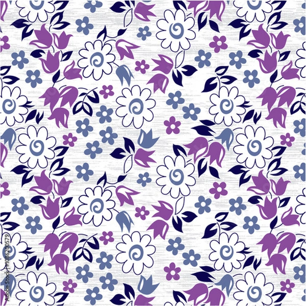 Obraz Daisies pattern on Decorative leafy  melange background