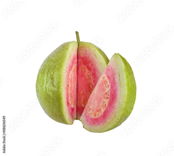 Fototapeta Red-fleshed guava isolated on  transparent png