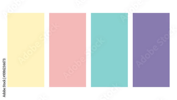 Obraz Yellow, Rose Quartz, Spearmint, Purple color palette. Set of bright color palette combination in rgb hex. Color palette for ui ux design. Abstract vector illustration for your graphic design, banner