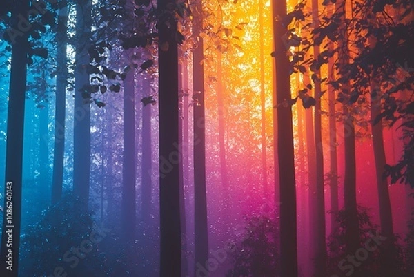 Fototapeta Enchanting Forest: A Vibrant Symphony of Colors and Light