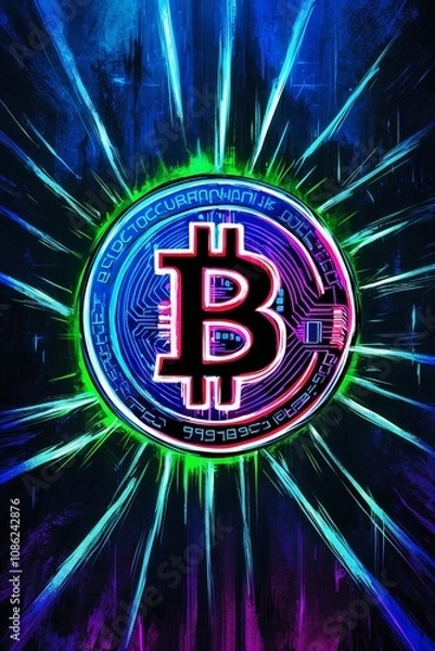 Fototapeta Crypto Cosmos: Artistic Renderings of Digital Wealth and Innovation