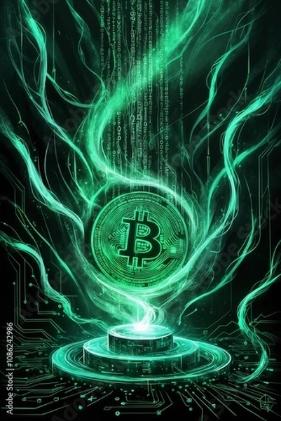 Fototapeta Blockchain Dreams: A Vibrant Artistic Ode to Cryptocurrency