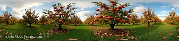 Fototapeta 360 degree photo, Apple Orchard in Fall, A 360-degree image