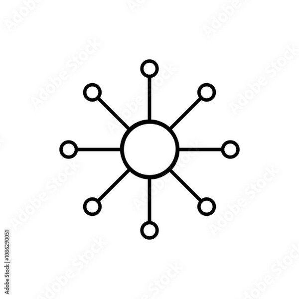 Obraz Hub and spoke line icon, Central database vector linear illustration for web and app..eps