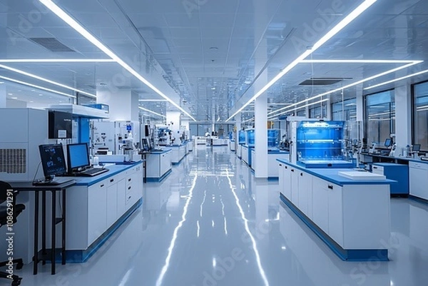 Obraz Modern Laboratory Interior with Cutting-edge Equipment and Bright LED Lighting