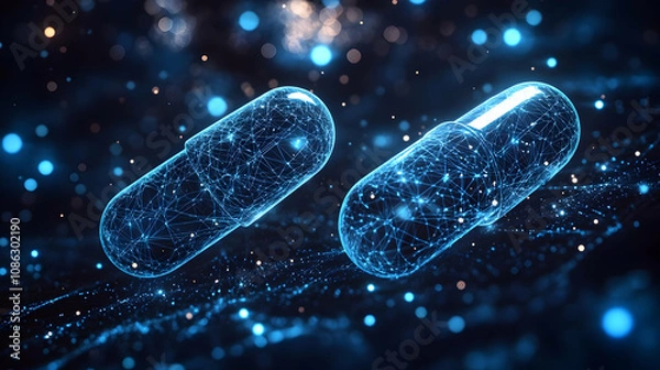 Fototapeta 3D Illustration, Digital Pills, Futuristic Medicine