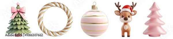 Fototapeta 3D Christmas png cut out element set