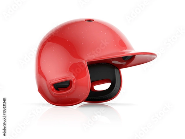 Obraz Czerwony hełm baseballowy na białym tle
