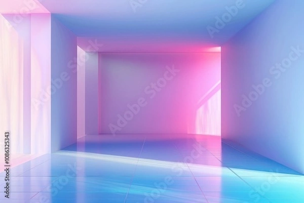 Fototapeta Abstract studio room, pastel gradient blue background