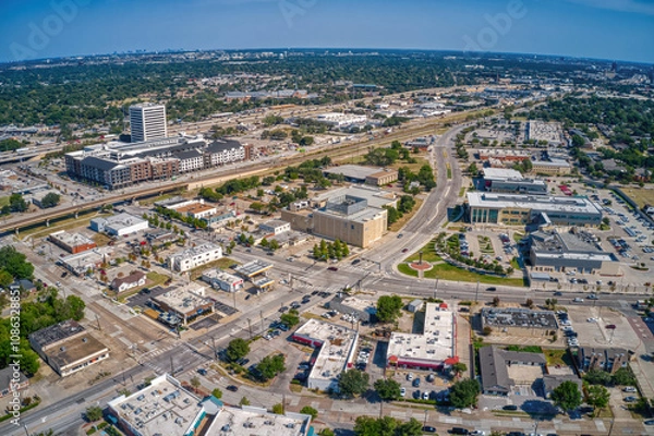 Fototapeta Aerial View of Richardson, Texas in the DFW Metro during Summer