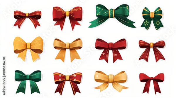 Fototapeta クリスマス柄のリボンアイコン Christmas Ribbon Icon｜Generative AI