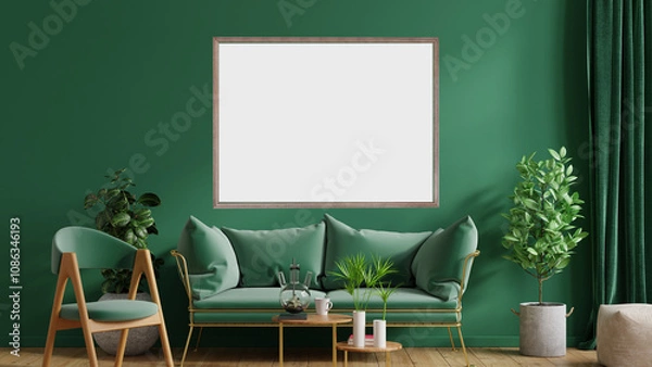 Fototapeta interior of a room with a frame
