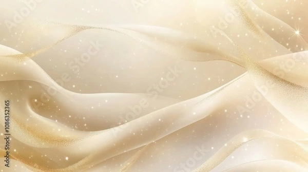 Fototapeta A luxurious abstract background with a gradient of champagne gold and soft cream tones, featuring fine shimmering sparkles throughout. 