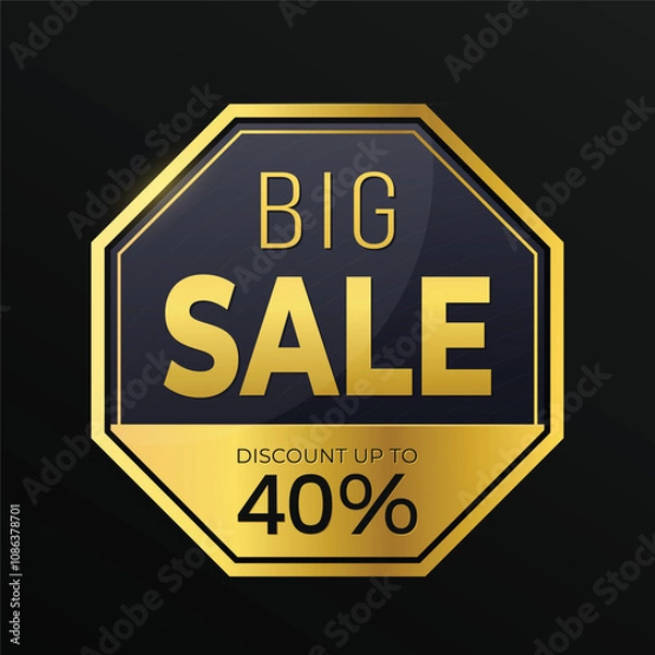 Fototapeta big sale today golden design with polygon shape
