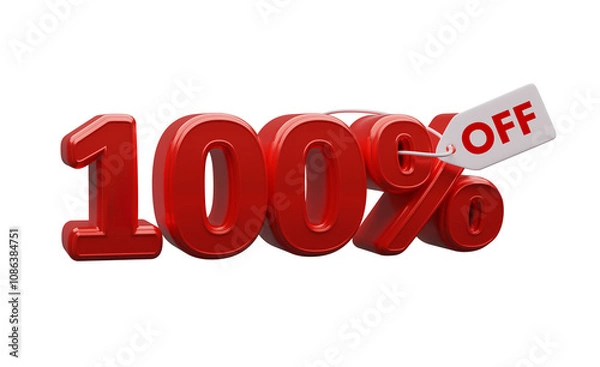 Fototapeta 100% 3D Red Number isolated