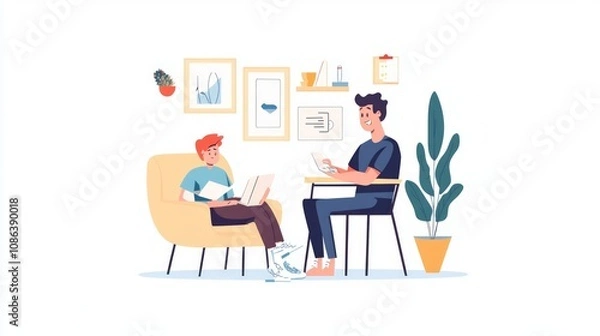 Fototapeta Business Collaboration: Two Colleagues Working Together