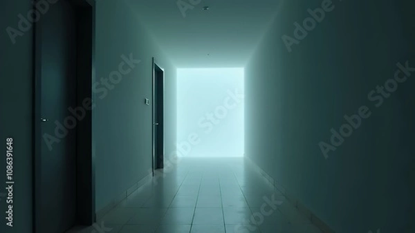 Fototapeta 質素な薄暗い廊下のデザイン