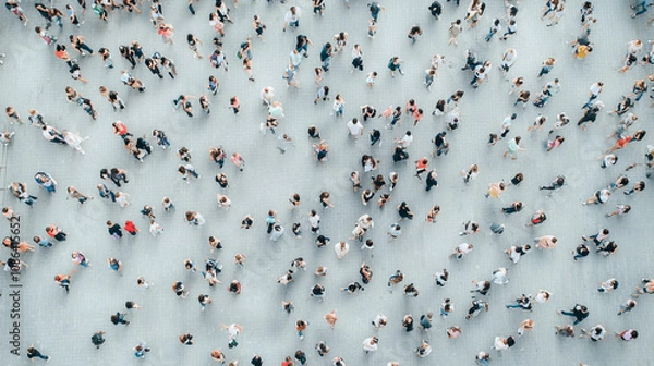 Fototapeta A Sea of Humanity: A captivating aerial view captures a vast crowd, showcasing the collective energy and unity of a large gathering.