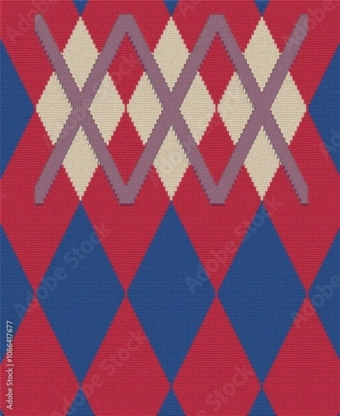 Obraz Trendy rhombus argyle knitting texture geometric with white background