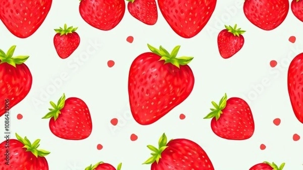 Fototapeta Strawberry seamless pattern background texture, fresh strawberry, juicy strawberry, natural pattern