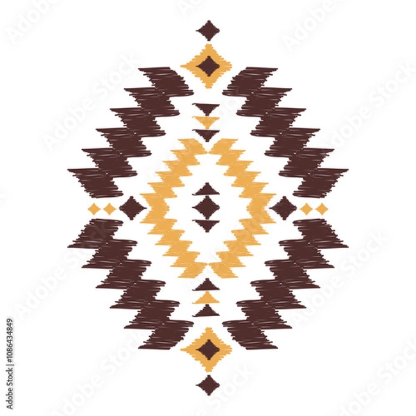 Obraz Geometric Ikat ethnic black pattern art. American, Mexican style. White background. Aztec tribal ornament print. Design for fabric, clothing, textile, logo, symbol.