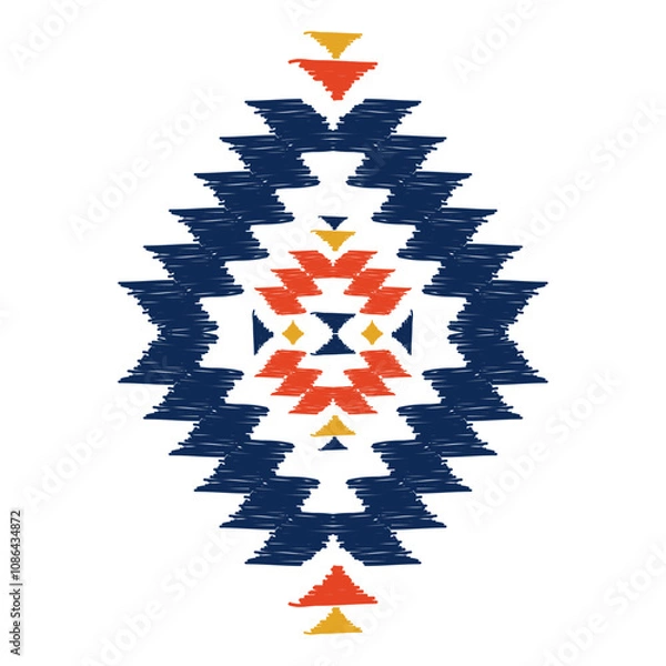 Obraz Geometric Ikat ethnic black pattern art. American, Mexican style. White background. Aztec tribal ornament print. Design for fabric, clothing, textile, logo, symbol.