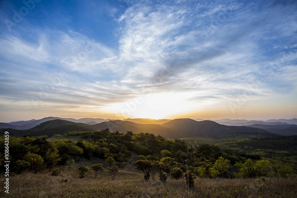 Fototapeta 山頂の朝焼け
