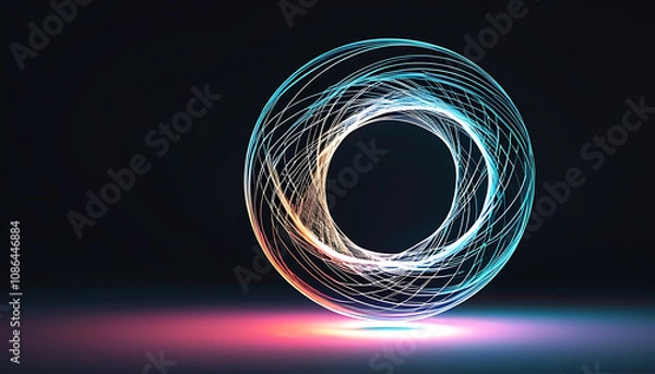 Obraz vibrant abstract light circle with swirling lines and colors