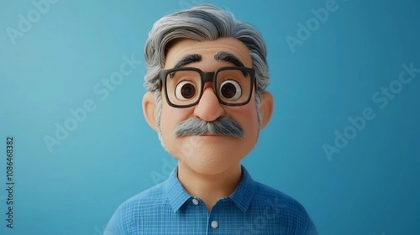 Obraz Friendly Cartoon Senior Man Portrait.