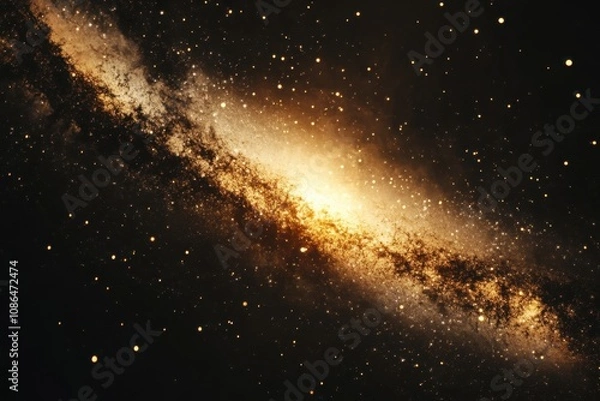 Fototapeta A mesmerizing view of a golden galaxy in the night sky.