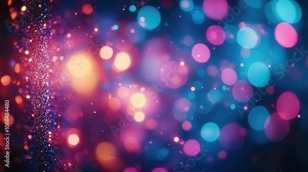 Obraz A vibrant abstract background with colorful bokeh lights creating a festive atmosphere.