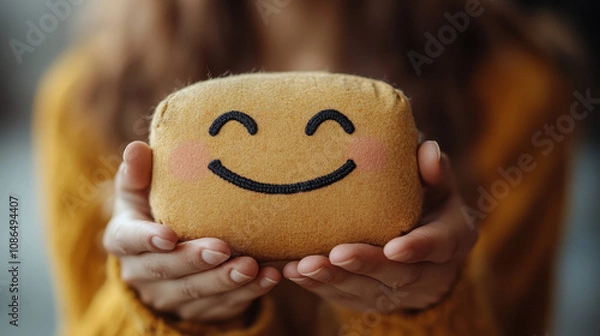 Obraz Expressing Joy and Satisfaction with a Happy Smile Gesture