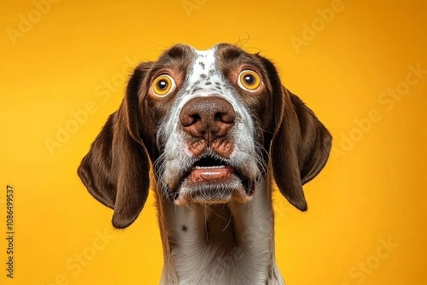 Fototapeta Close-up portrait dog face appears to Funny