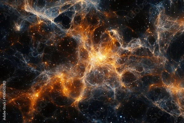 Fototapeta Abstract cosmic nebula with swirling gas and stars.