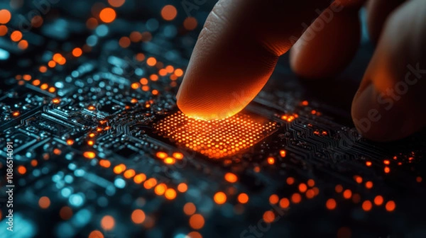 Fototapeta Businessman Hand Using Authentication System with Biometric Technology