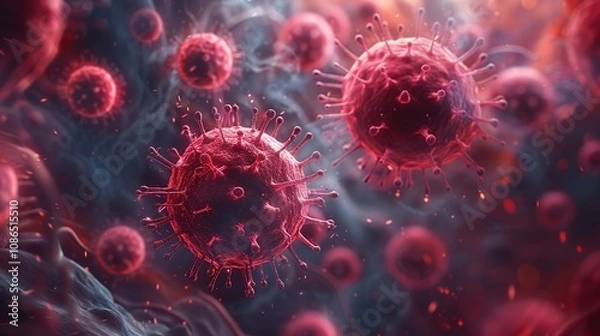 Fototapeta Artistic Exploration of the Intricate Lives of Bacteria and Viruses